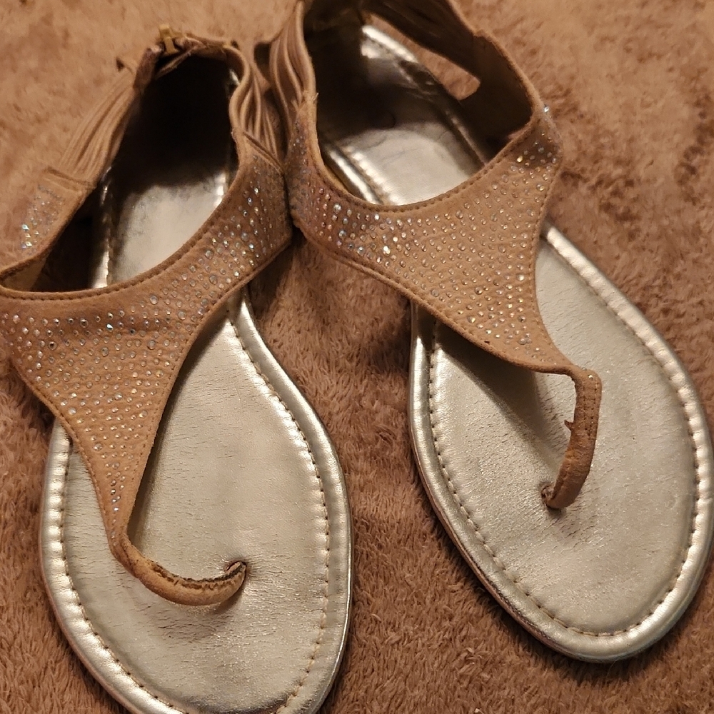Elegant Tan and Silver Women's Sandals